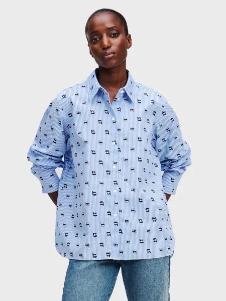 Блуза Karl Lagerfeld з принтом блакитна