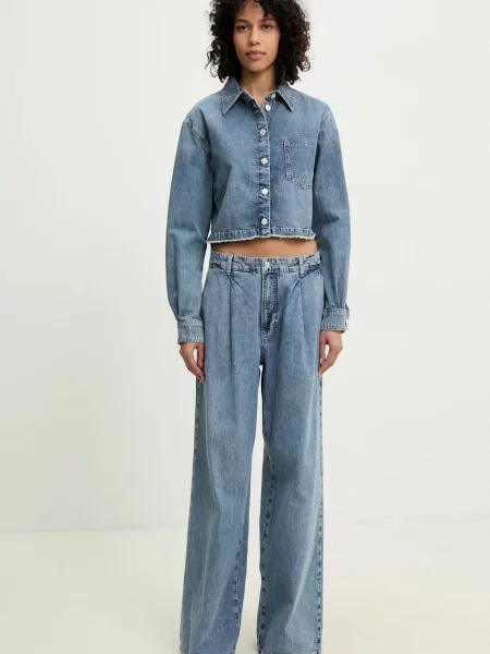 Moschino Jeans koszula relaxed z kołnierzykiem klasycznym niebieski