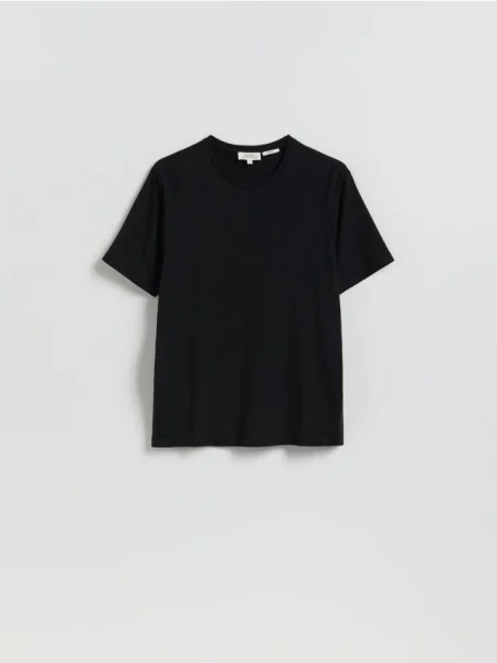 Reserved T-shirt regular z włóknem bambusowym czarny