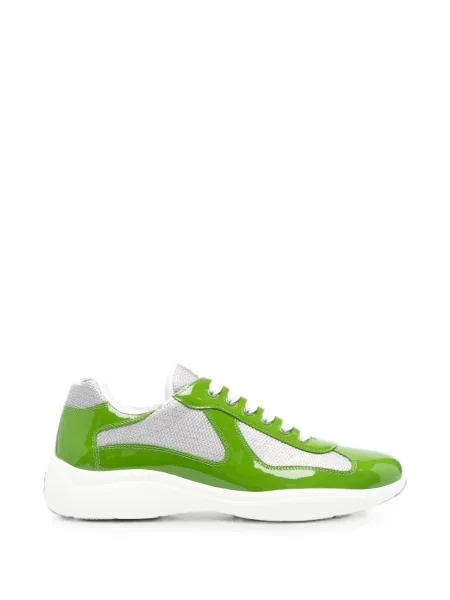 Sneakerși Prada din piele verde