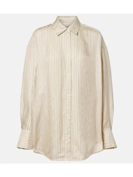 Cămașă Toteme de mătase cu dungi bej