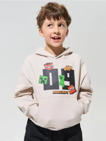 Sinsay Mikina s potiskem Minecraft béžová