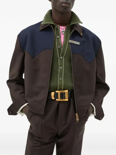 Вълнена риза Versace кафяво