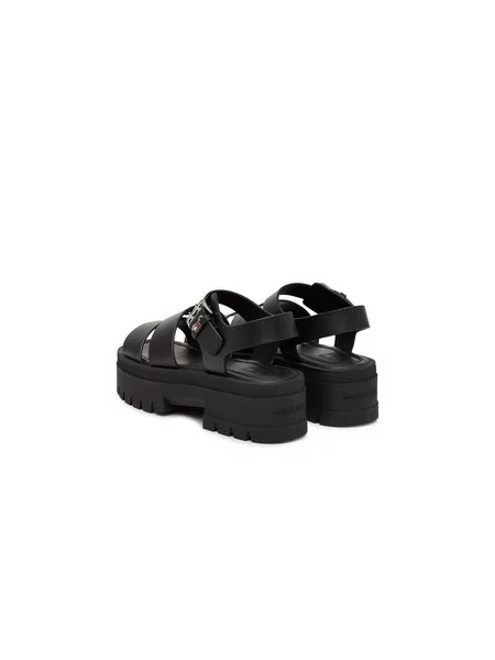 Sandali Tommy Jeans Tjw Straps Leather Max Sandal črna