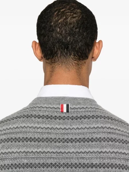 Pulover Thom Browne din jacard gri