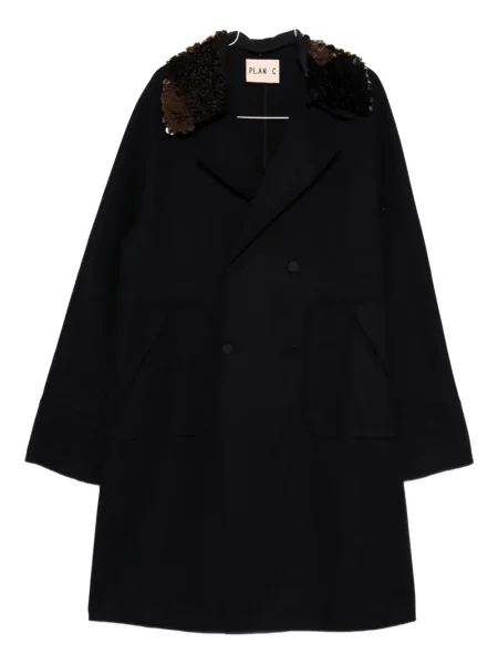 Płaszcz Plan C z cekinami dwurzędowy niebieski