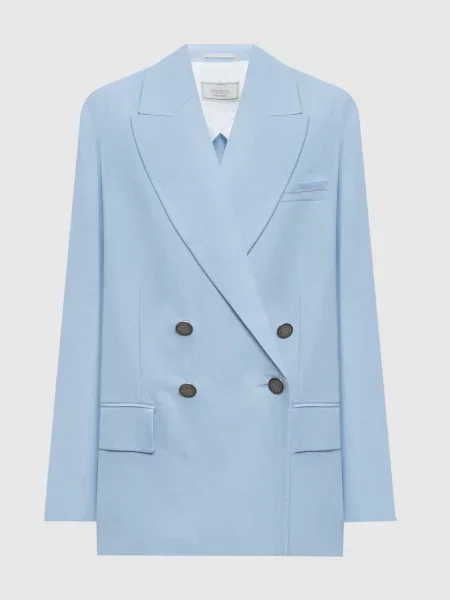 Двобортний жакет з льону Peserico блакитний