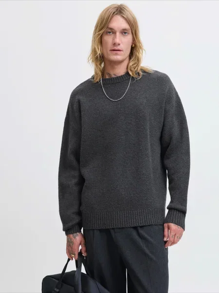 JACK & JONES Pulover JJESOHO OLLIE temno siva