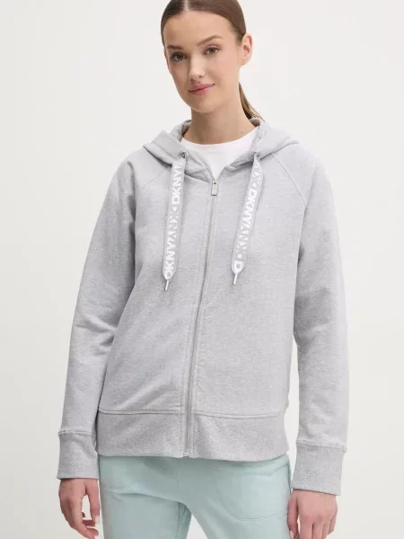 Dkny bluza z kapturem gładka szary