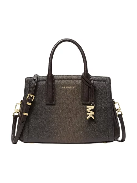 Torebka crossbody Michael Kors z logo skórzana brązowa