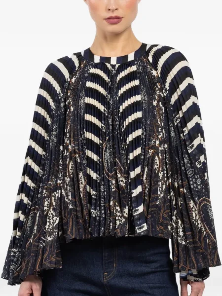 Prugasta plisirana bluza Ulla Johnson plava