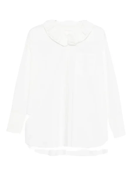 Apykaklė marškiniai Susanne Bommer su raukiniais balta