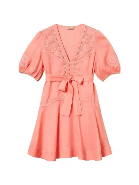 Rochie Twinset cu broderie de costum roz