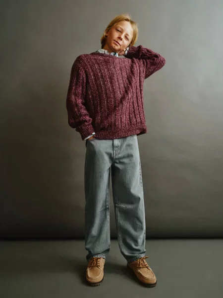 Jeansy balloon khaki Dzieci 7 MANGO KIDS