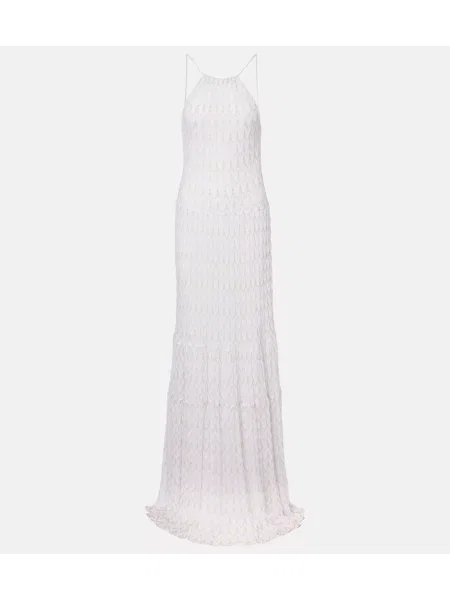 Rochie Missoni cu gât halter cu spatele deschis alb