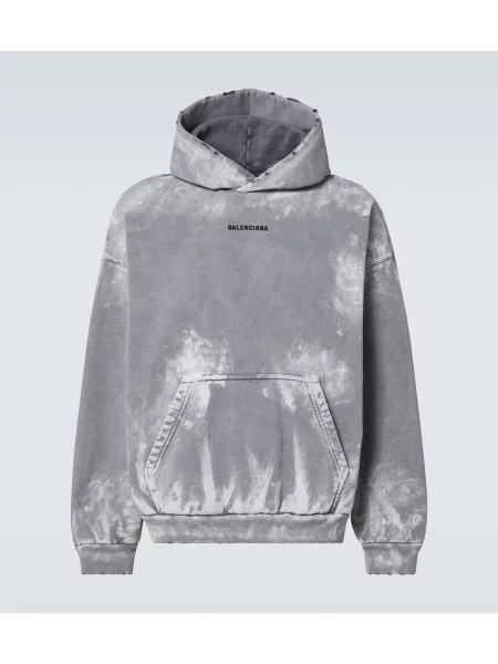 Hanorac cu glugă Balenciaga zdrențuiți din jerseu negru