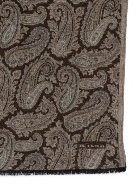 Κασκόλ Kiton με κρόσσια paisley καφέ