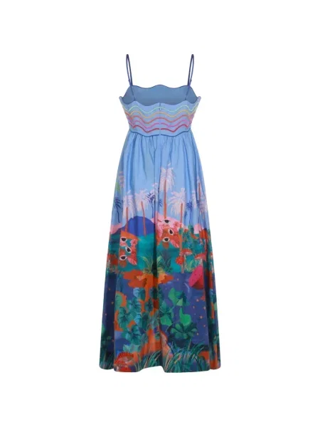 Rochie midi Farm Rio cu broderie albastru