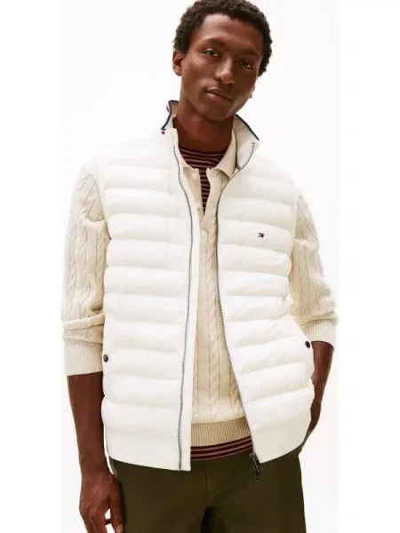 Tommy Hilfiger Vestă elegantă Mix Media Ess Écru