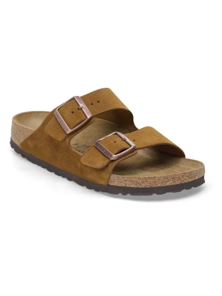 Klapki Birkenstock zamszowe bez fiszbin brązowe