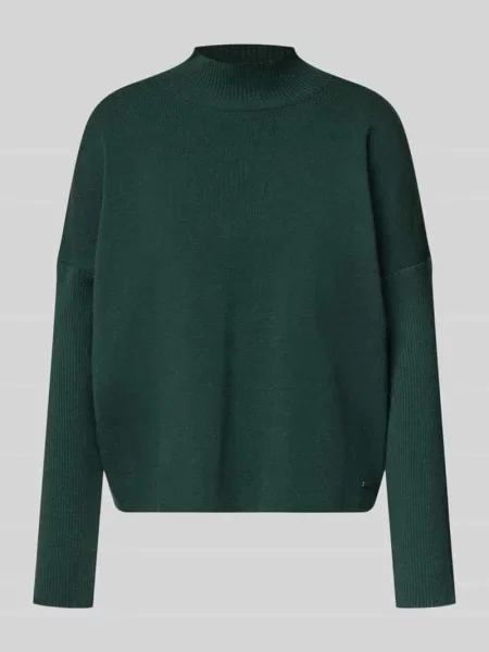 Sweter dzianinowy z mieszanki ze stójką More & More zielony