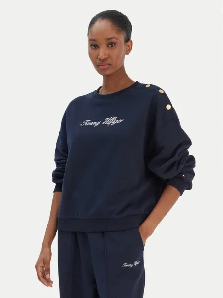 Tommy Hilfiger Bluză Script Bleumarin
