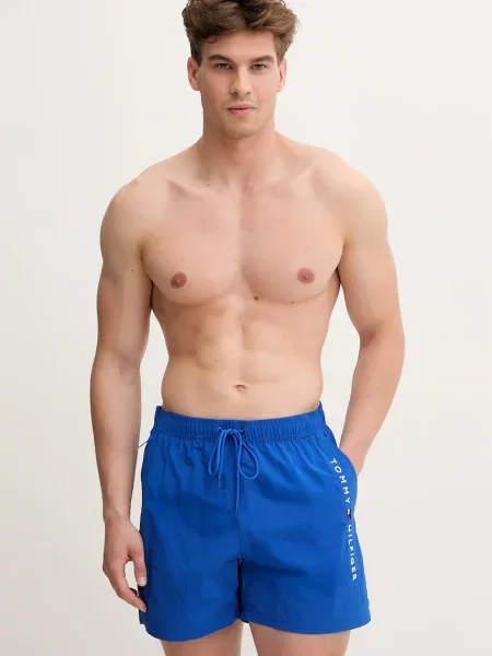 Kąpielówki Tommy Hilfiger z nadrukiem niebieskie