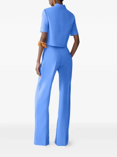 Guler înalt fals top Carolina Herrera scurt albastru