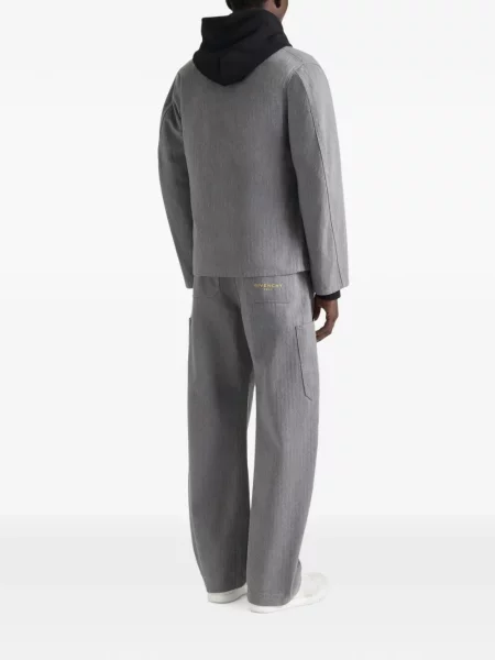 Geacă de blugi Givenchy cu broderie cu model herringbone gri