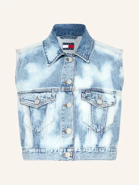 Tommy Jeans Krátká Džínová Vesta tmavě modrá