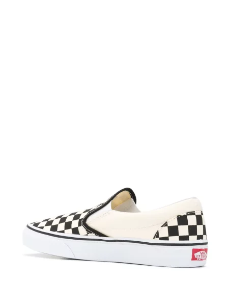 Kostkované slip on tenisky Vans s potiskem bílé