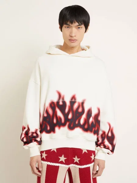 Palm Angels Oversized Mikina S Kapucí Flames režná