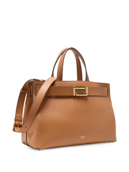 Geantă shopper Lancel din piele cu cataramă maro