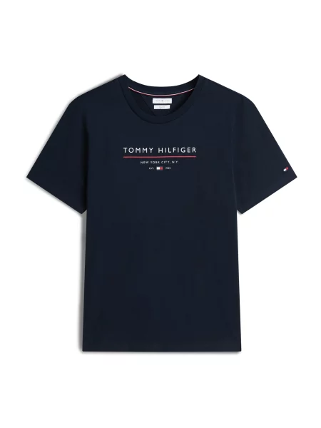 TOMMY HILFIGER Tricou albastru marin / roșu alb