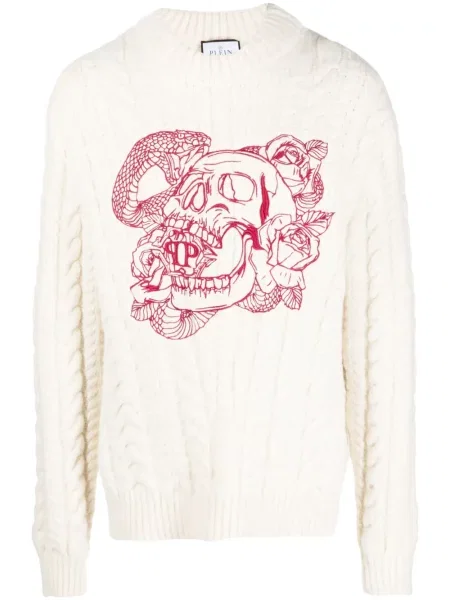 Pletená mikina Philipp Plein bílá