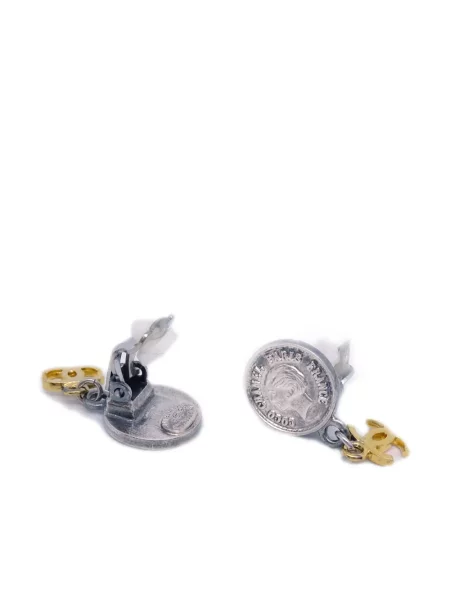 Náušnice Chanel Pre-owned s autogramem stříbrné