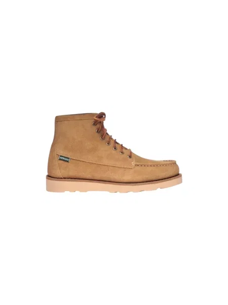 Buty do kostki Sebago skórzane z logo beżowe