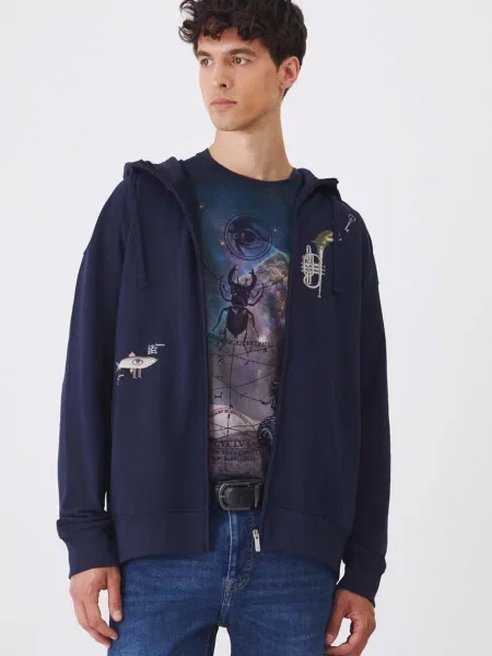 Суичър с качулка Medicine с качулка с принт тъмносиньо