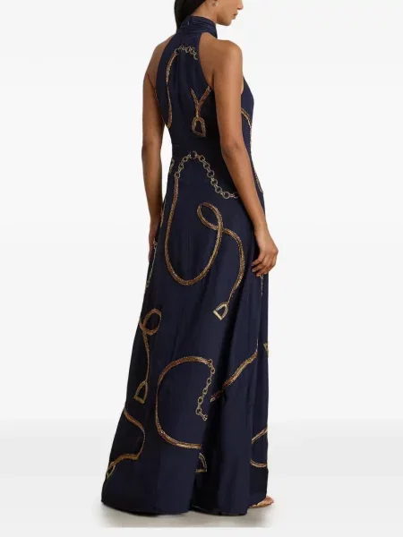 Maksi haljina Lauren Ralph Lauren sa šljokicama plava