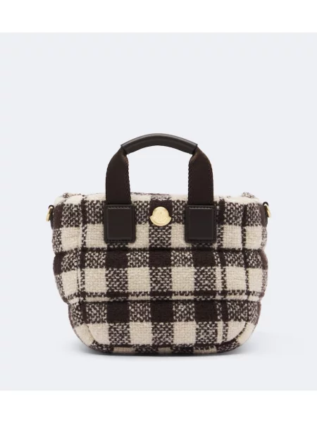 Geantă shopper Moncler în carouri din canvas