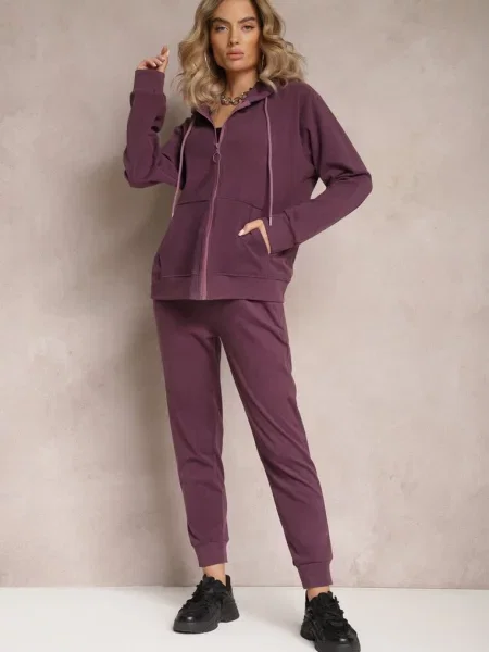 Ciemnofioletowy Komplet Dresowy z Bluzą i Spodniami Seraphira fioletowy