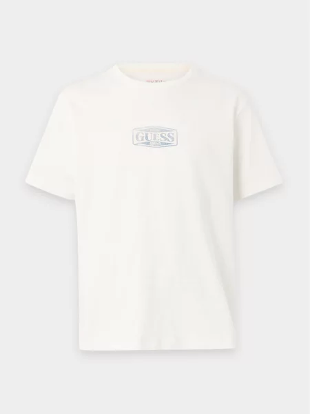 GUESS JEANS Tricou albastru denim alb