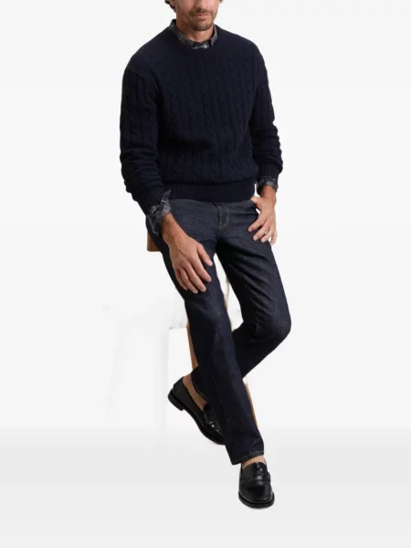 Pulover Woolrich cu decolteu rotund albastru