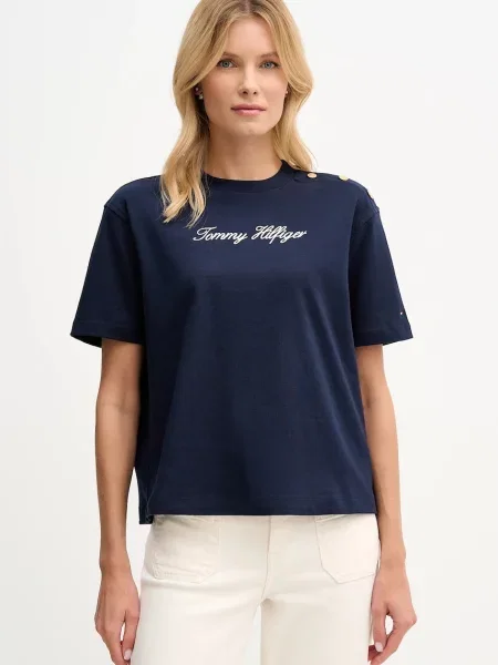 TOMMY HILFIGER Tricou bleumarin alb