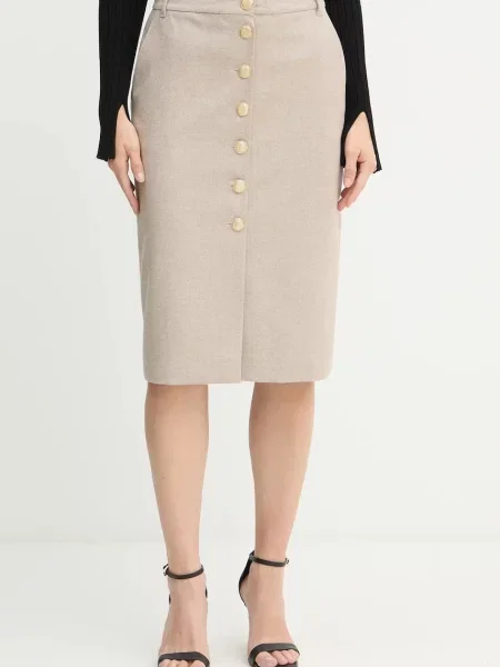 Marella fustă din amestec de lână maxi creion bej