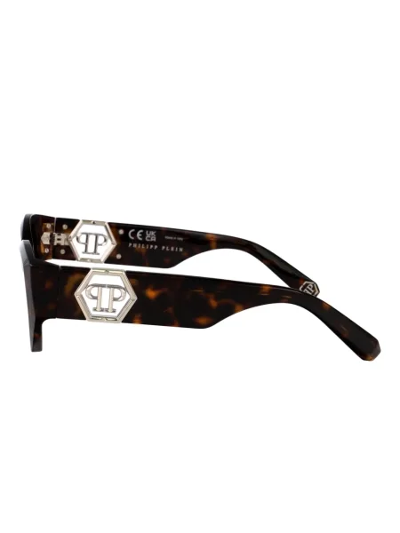 Ochelari de soare Philipp Plein Eyewear cu imprimeu geometric maro
