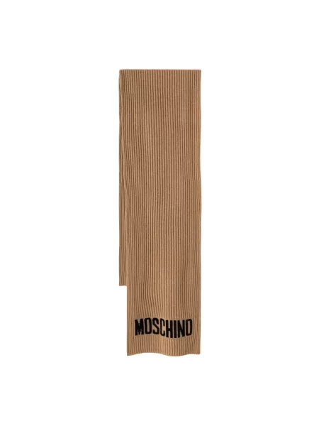 Moschino szalik z wełną brązowa