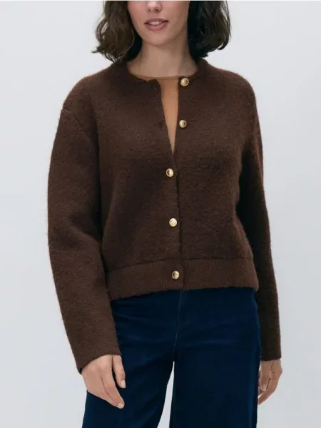 Reserved Kardigan z dekoracyjnymi brązowy