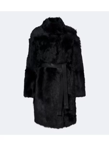 Reversibil haină din piele de oaie Yves Salomon plic din piele de oaie negru