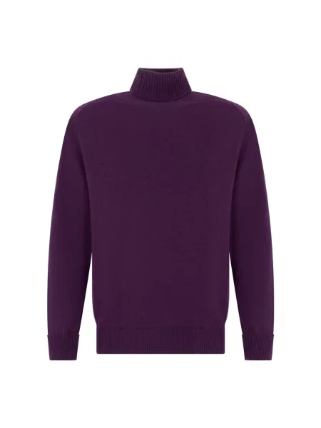 Sweter z golfem Fedeli z kaszmiru fioletowy